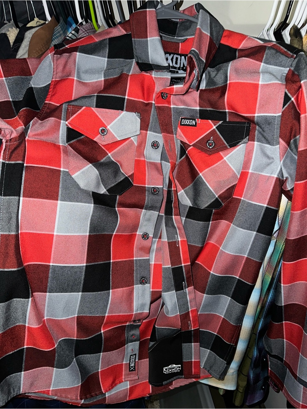 DIXXON Coupe DeVille Red Black Gray Plaid Men's Button-Down Shirt